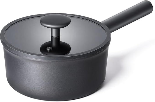JEETEE Titanium Sauce Pan with Lid, 1.5 QT Non Stick Cooking Pots, Oven & Dishwasher Safe, Ideal for Sauces Soups and Heating Milk, PFOA/PFAS Free (Gray) by JEETEE