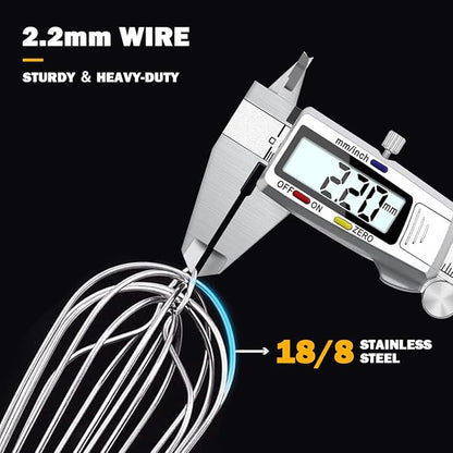 18/10 Stainless Steel Large Whisk Set of 2, 15.5 inch Heavy Duty Long Whisk and 12 inch Whisks, Suitable for Deep Pots or Big Bowl, Mixing, Beating, Blending - Image 5