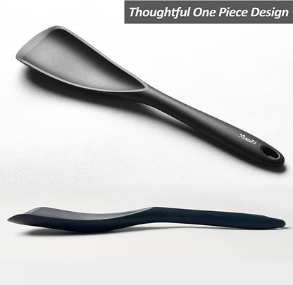Silicone Spatula Spoon, Great for Both Cooking and Serving Durable BPA-Free Matte Black Silicone, Seamless Design, Safe for Nonstick Cooking Surfaces, 2-Pcs, Black - Image 3