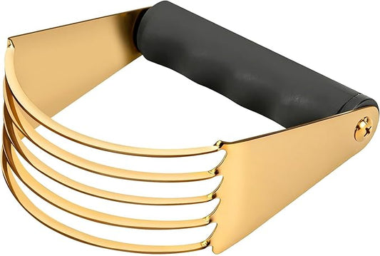 SmileCat Stainless Steel Dough Blender, Dishwasher-Safe Pastry Cutter, Biscuit Cutter, Butter Cutter for Baking. Gold