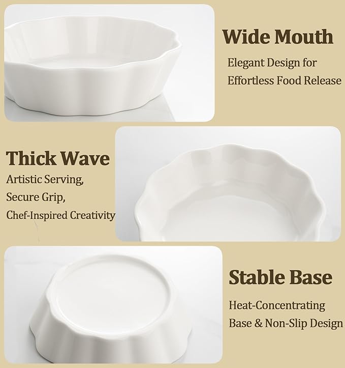 Mini Baking Dish Set, 12 oz Ramekins for Oven, Small Casserole Dishes, Individual Ceramic Baking Dishes for Creme Brulee, Pot Pie, Dessert & Lasagna, Oven Safe, Set of 6