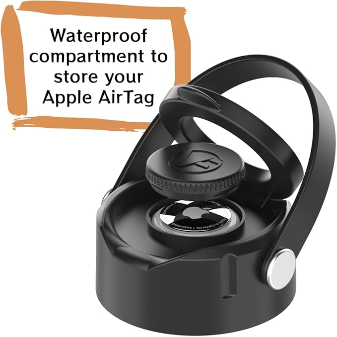 WaterLink MagSafe Compatible Lid for YETI Rambler Chug Cap, AirTag Holder, Magnetic Phone Stand (Black, with Handle)