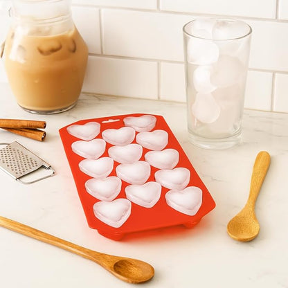 HIC Kitchen Silicone Heart Ice Tray, Non-Stick, Makes 14 Hearts
