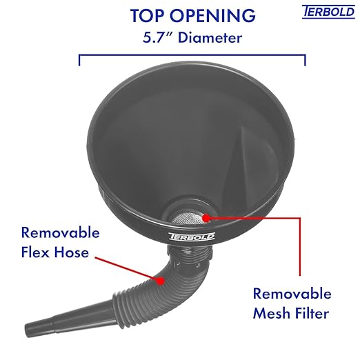 Automotive Flex Funnel with Hose | Wide Mouth Flexible Oil Funnel for Automotive Use - Gas, Transmission Fluid, Car Fuel, Oil Change (Grey) - Image 3