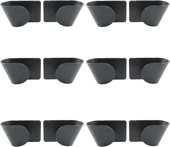 Hitefu 6 Pairs Pot Lid Organizer for Cabinet Door, Adjustable Wall Mount Pan Lid Holders for Kitchen (Black) by Hitefu