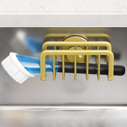 TAILI Sponge Holder for Kitchen Sink with Strong Suction Cup, Rustproof Aluminum Sink Caddy for Sponges, Removable Sponge Holder, Dish Brush for Scraper - Gold - Image 9