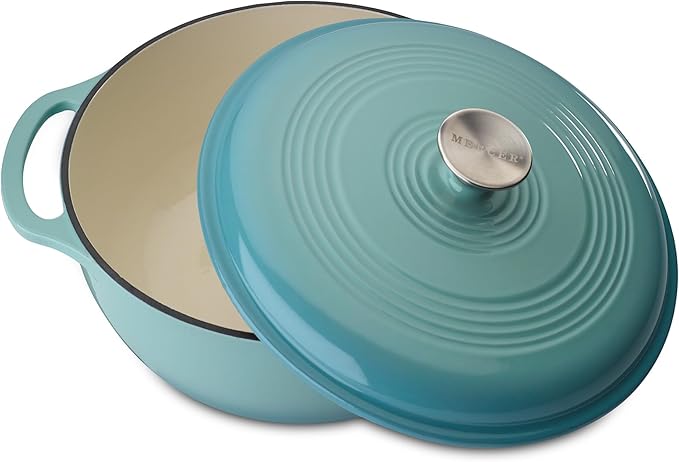 Mercer Culinary Enameled Cast Iron Round Dutch Oven, 6 qt., Aqua - Image 4