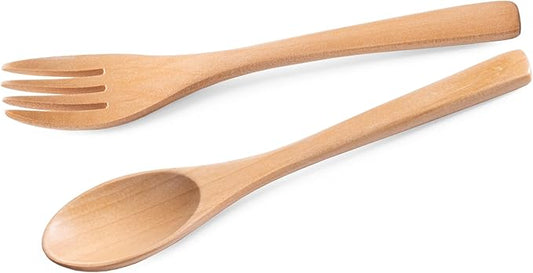 2pcs 6.3inch Schima Wooden Utensil Set Including Spoons and Forks, Reusable Handmade Natural Wooden Cutlery, Sustainable Responsible Wood Flatware Set for Stirring Eating＆Camping