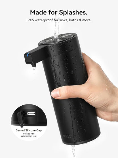 SUNLY Touchless Automatic Soap Dispenser – Clog-Free Pump, 0.2s Fast Sensor, USB-C Rechargeable, Smudge-Resistant Stainless Steel, for Kitchen & Bathroom Soap Dispenser, Black - Image 6