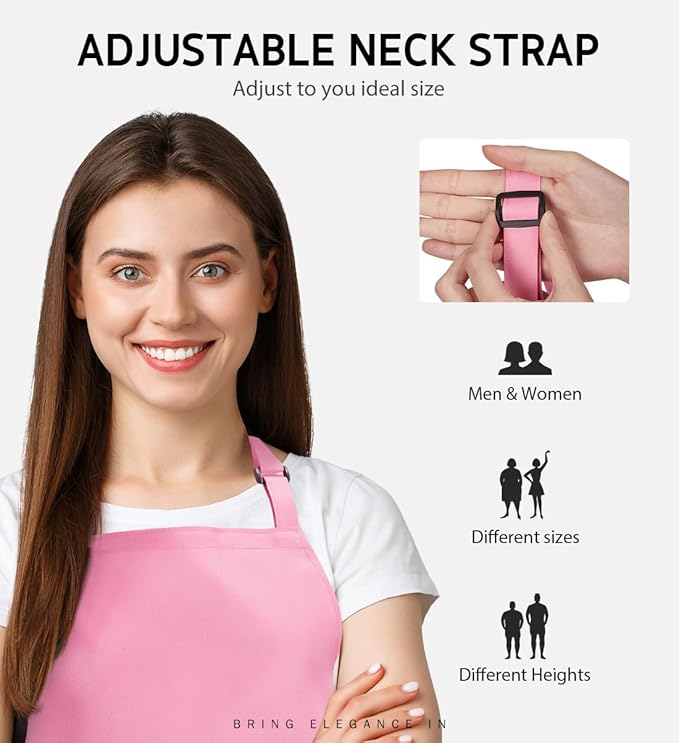 Syntus 12 Pack Bib Apron, Unisex Aprons Adjustable Waterdrop Resistant with 2 Pockets Cooking Kitchen Apron for Chef, BBQ Drawing Apron Bulk, Multi-Color - Image 5
