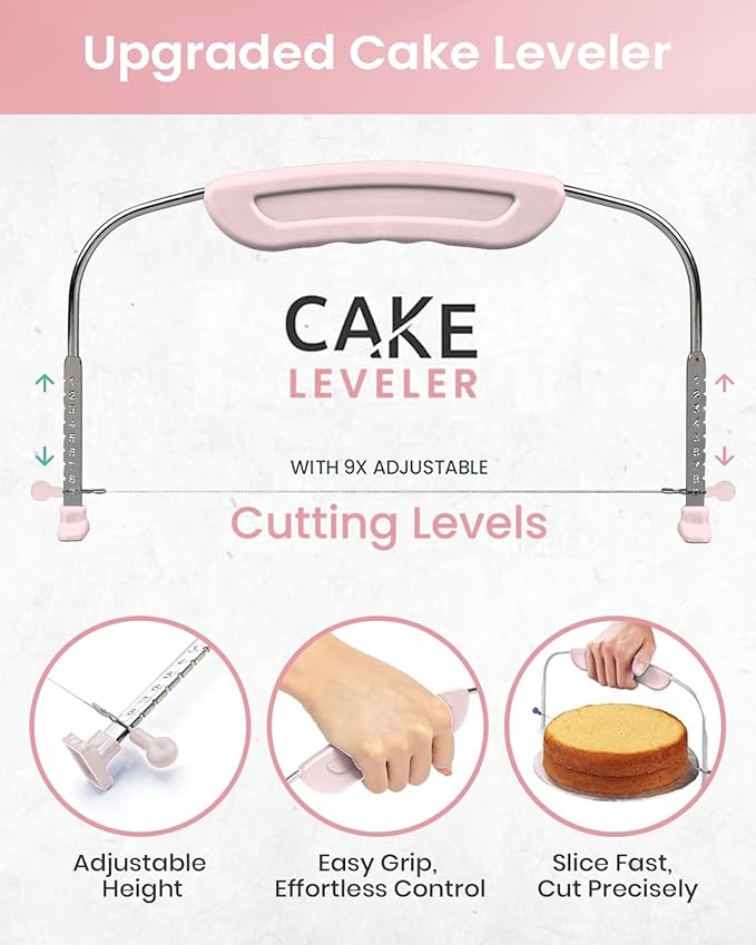 RFAQK 90PCs Cake Decorating Kit with Leveler, Baking Supplies Gift Includes Cake Stand Turntable, 24 Numbered Icing Tips, 55+1 Piping Bags, 2 Frosting Spatulas, 3 Scrappers, Video Course & Booklet - Image 5