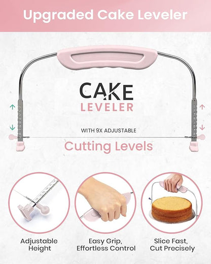 RFAQK 90PCs Cake Decorating Kit with Leveler, Baking Supplies Gift Includes Cake Stand Turntable, 24 Numbered Icing Tips, 55+1 Piping Bags, 2 Frosting Spatulas, 3 Scrappers, Video Course & Booklet - Image 5