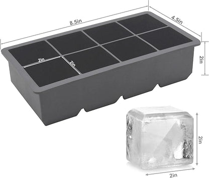 Bangp Large Ice Cube Trays 2 Pack,Big Ice Cube Molds with Removable Lids,Easy Release and Stackable Silicone Ice Cube Tray,Make 16 Big Square Ice Cubes for Whiskey,Cocktails - Image 3