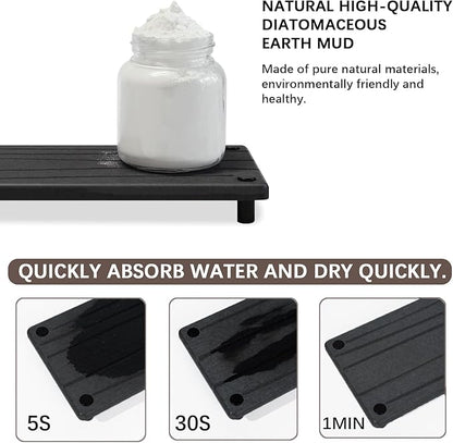 Quick Dry Sink Caddy Kitchen Sink Organizer, Water Absorbing Stone Tray for Sink, Stone Drying Tray, Diatomite Faucet Mat & Protector, Dispenser Sponge Holder, Stone Soap Tray for Bathroom Counter - Image 2