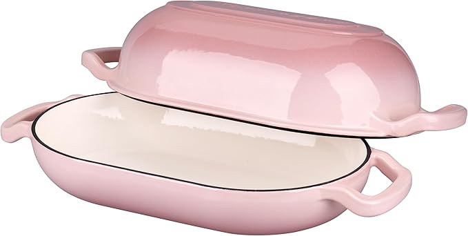 VORRINGARD Enameled Cast Iron Sourdough Bread Oven, Dutch Oven, Loaf Cast Iron Bread Pan for Homemade Bread Baking, Meatloaf Pan with Lid, 5QT, Pink - Image 5