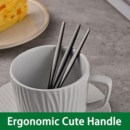 5.1 Inch Coffee & Tea Spoons,6-Piece Black Stainless Steel Dessert Spoons For Cafe,Black Espresso Spoon,Cute Small Demitasse Spoon - Image 5