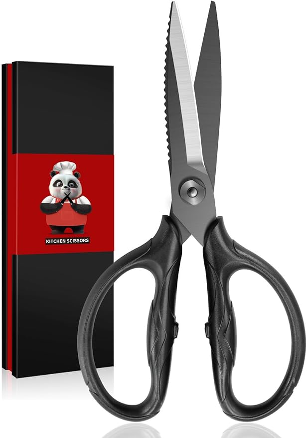 SHAN ZU 8.4" Titanium Heavy Duty Kitchen Scissors - Japanese 5Cr15MoV Stainless Steel Shears, All Purpose Detachable Shears for Meat/Herbs/Poultry, Dishwasher Safe, Gift Box Included (Black) by SHANZU