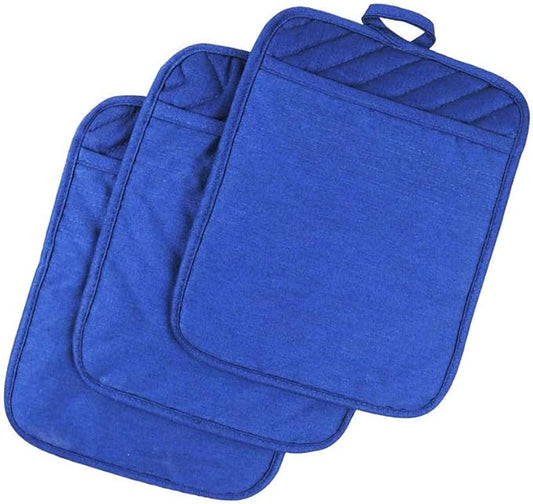 Anyi Pot Holders for Kitchen Heat Resistant, Cotton Hot Pads for Counter Table, Blue Kitchen Pot Holders with Pocket by Unknown