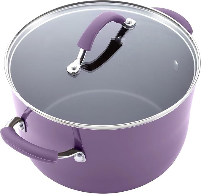 Rachael Ray Cucina Nonstick Cookware Pots and Pans Set, 12 Piece, Lavender Purple - Image 12