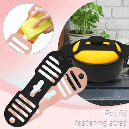 Silicone Lid Lock Strap for Crockpot Slow Cooker (6/7/8 Quart) - Universal Crockpot Lid Holder & Rubber Strap Alternative | Heat-Resistant, No-Spill Design Transport Accessories (Black)