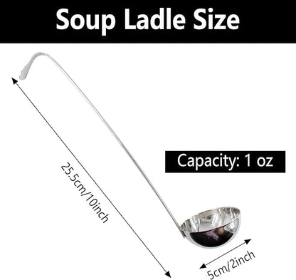 2PCS 10 Inch Stainless Steel Soup Ladle with Long Handle for Kitchen, Cooking, Soup, Sauce(1 oz) - Image 2