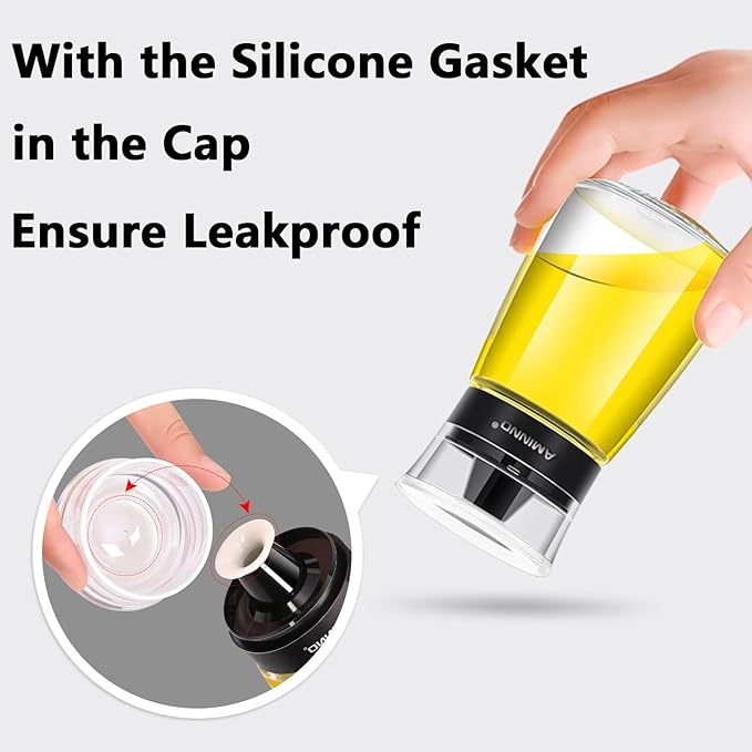 5.5oz Oil and Vinegar Cruets 2 Pack Glass Oil Dispenser Bottles for Cooking Leakproof and Drip Free Spouts