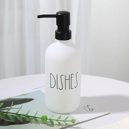 VIMERPA Dish Soap Dispenser, Matte White Soap Dispenser for Kitchen, Glass Dishes Soap Dispenser with Plastic Pump, 17 Fl Oz Refillable Liquid Soap Bottle Container, Farmhouse Kitchen Decor - Image 6
