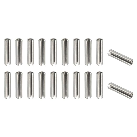 PATIKIL Slotted Spring Pin, 20 Pcs 1/4" x 1" (6.35mm x 25mm) 304 Stainless Steel Split Roll Pins Spring Dowel for Home Improvement Automotive Machine Repair, Silver