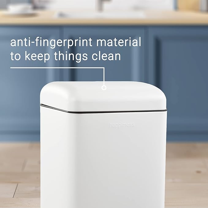 happimess HPM1007A Betty Retro 8-Gallon Step-Open Trash Can with Soft-Close Lid, Fingerprint Resistant, Modern, Minimalistic for Home, Kitchen, Laundry Room, Office, Bedroom, Bathroom, White - Image 9