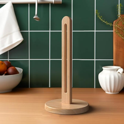 KitchLife Wooden Paper Towel Holder Countertop, Fits Jumbo Roll, Solid Freestanding Beech Wood Light Wood Paper Towel Dispenser Stand with Non-Slip Base - Image 4