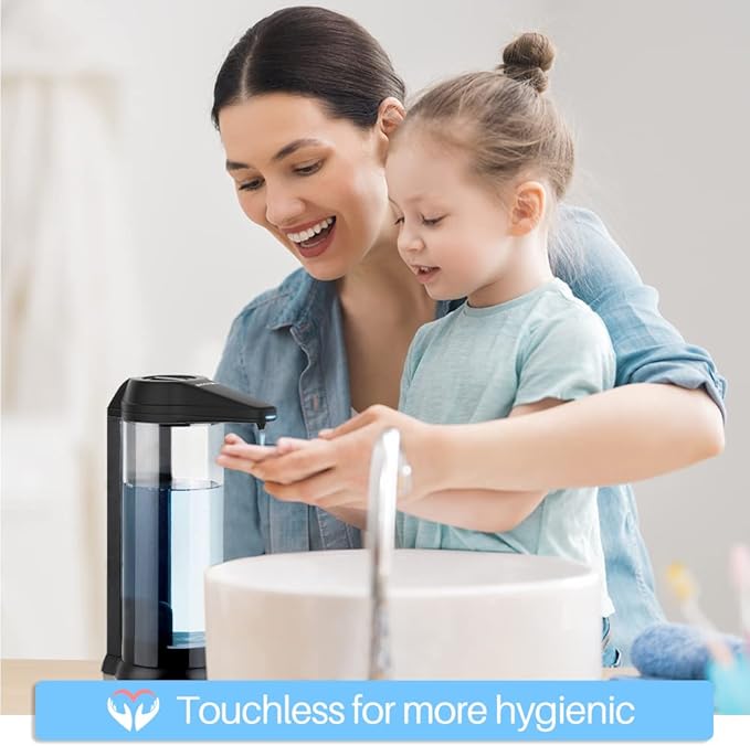 Secura 17oz Automatic Liquid Soap Dispenser, Touchless Battery Operated Hand Soap Dispenser with Adjustable Soap Dispensing Volume Control Dial, Personal Care Dispenser (Black) - Image 3