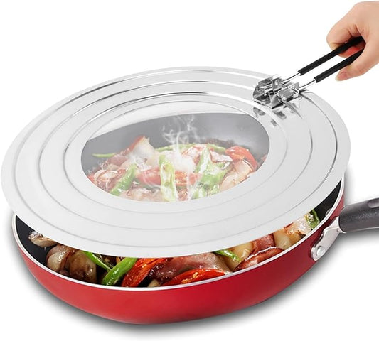 Stainless Steel Splatter Screen for Frying Pan, Collapsible Grease Splatter Guard with Folding Insulated Handle for Fry Pans, Cover Oil Splash from Bacon, Oil or Deep Fryer(SIZE:11.81inch) by Unknown