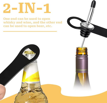 2 Pieces Bottle Opener and Pour Spout Remover Flat Bar Key for Bartenders Stainless Steel Speed Opener Multifunction Dog Bone Wine Bottle Opener for Home Kitchen Party and Bar