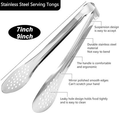 6 Pack Buffet Tongs,Stainless Steel Serving Tongs Serving Utensils 9Inch - Image 2