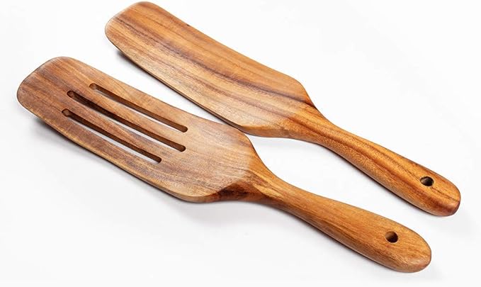 Spurtle Set, Natural Acacia Wooden Kitchen Utensils Set of 4, Wooden Spoons Utensils for Cooking, stirring, Mixing, Serving, spurtles kitchen tools as seen on tv for NonSick Cookware - Image 8