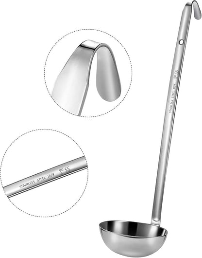 meekoo Stainless Steel Ladle Soup Handle Ladle with Pouring Rim for Kitchen Cooking Soup Sauce - Image 5