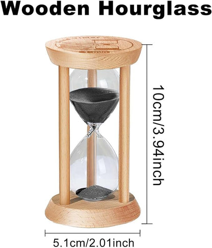 3 Minute Hourglass, 3 Min Wooden Sand Timer, Wood Sand Watch, Three Minute Mini Hour Glass, Reloj De Arena, Small Sandglass for Toothbrush Timer, Cooking, Decorative, Work, Game, Gift, Black