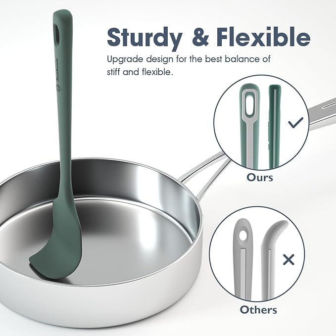 ChefAide 4 Pieces Silicone Spatula Set, Food Grade Rubber Spatula, Upgrade Strong Handle with Ergonomic Grip, Heat Resistant for Nonstick Cookware, Cooking - Image 4