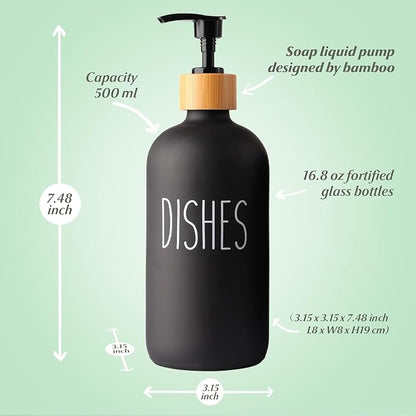 LOOCHICA Black Glass Kitchen Soap Dispenser, Detergent Dispenser or Dish Soap Dispenser for Kitchen Sink, Black Soap Dispenser, Modern Farmhouse Decor Dish Soap Pump for Kitchen Organization - Image 4