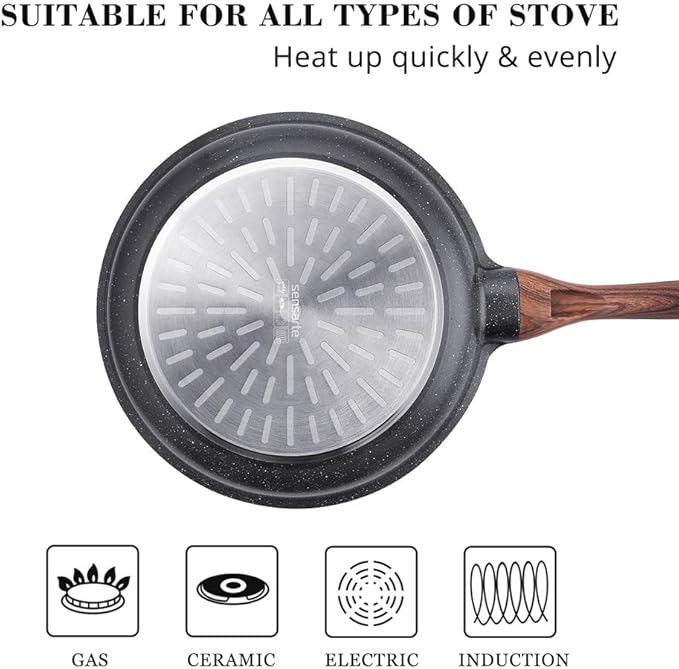 SENSARTE Nonstick Frying Pan Skillets, Swiss Granite Coating Omelette Pans, Healthy Cookware Chef's Pan, Free of Intentionally Added PFOA (8+12.5 Inch) - Image 7