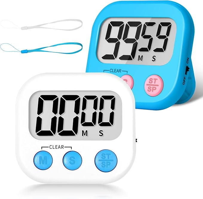 ZILLEEN Classroom Timer for Kids Teachers 2 Pack Digital Timers, Blue & White by ZILLEEN