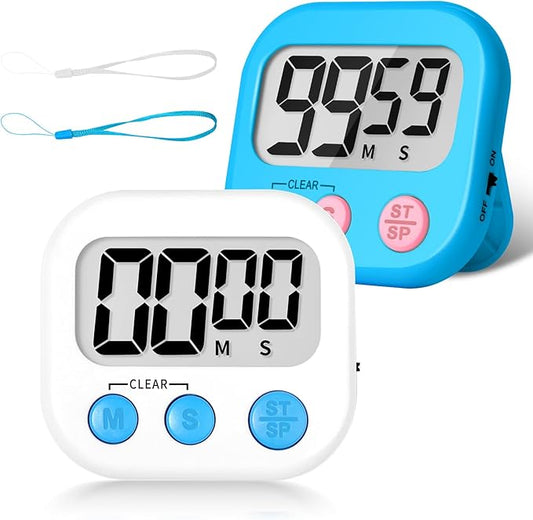 ZILLEEN Classroom Timer for Kids Teachers 2 Pack Digital Timers, Blue & White by ZILLEEN