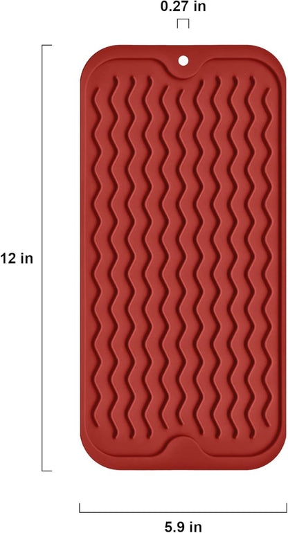 Silicone Dish Drying Mat, Non-Slip Easy Clean Sink Mat Large Heat-resistant Dish Drainer Mat for Kitchen Counter, Sink, Refrigerator or Drawer liner (12" x 6", RED) - Image 3