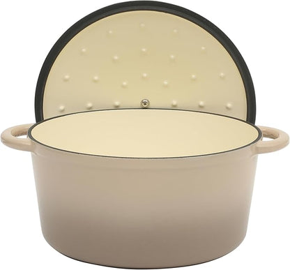 Gibson Home Addlestone 7 Qt Enameled Cast Iron Dutch Oven Pot with Lid – Round, Oven Safe to 500°F, Ideal for Bread Baking & Stews - Gradient Taupe - Image 6