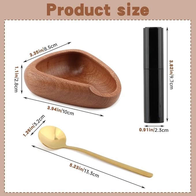 Coffee Bean Dosing Cup,Wood/Ceramic Coffee Dosing Tray Coffees Bean Weighing Tray Weigh Coffees Beans Container,with Spray Bottle Measuring Spoon For Coffe e Or Tea - Image 2