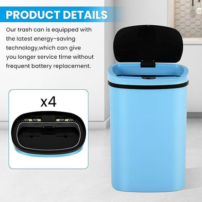 13 Gallon Trash Can | 50L Sensor Automatic Kitchen Trash Can with Lid | Touchless Garbage Bin Odor-Control for Kitchen, Office, Bedroom, Living Room (1 Pack, Blue) - Image 7