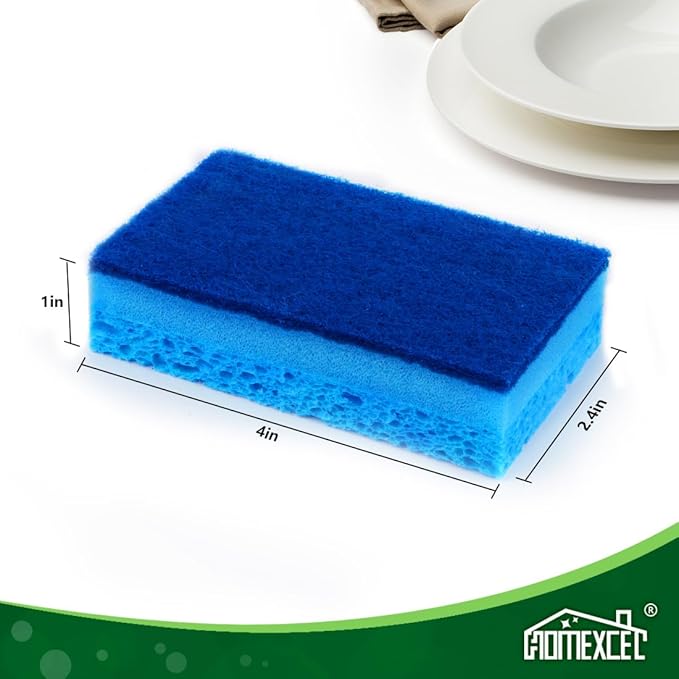 HOMEXCEL Sponges Kitchen 24pcs, Non-Scratch Sponges for Dishes, Scrub Cleaning Sponge Safe on Non-Stick Cookware, Dual Sided Dish Sponge for Kitchen, Household, Bathroom and More - Image 4