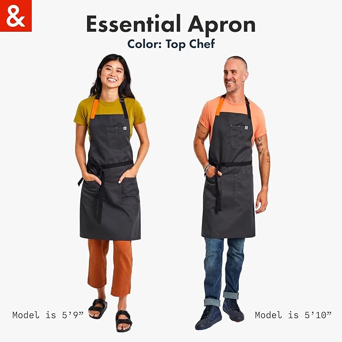 hedley & bennett Essential Apron - Professional Chef Apron with Pockets & Adjustable Bib Strap for Cooking & Grilling