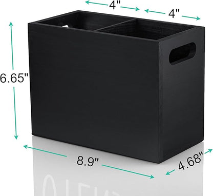 ALELION Black Utensil Holder for Kitchen Counter - 2 Compartment Large Utensil Caddy Organizer for Countertop - Kitchen Tool Holder for Spatula Ladles - Image 7