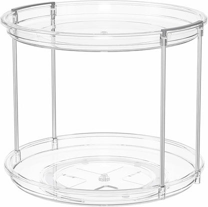 LAMU 3 Pack 2 Tier Lazy Susan Turntable Organizer 9.25'' Rotating Spice Rack Organization for Cabinet, Kitchen, Pantry, Countertop, Bathroom, Vanity, Medicine Cabinet Organizer, Clear - Image 7